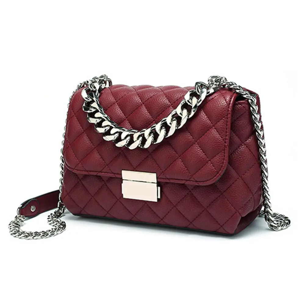 

2019 New Leather handbag Fashion brand ladies' wild bag Diamond Lattice suede leather shoulder diagonal bag Small square package