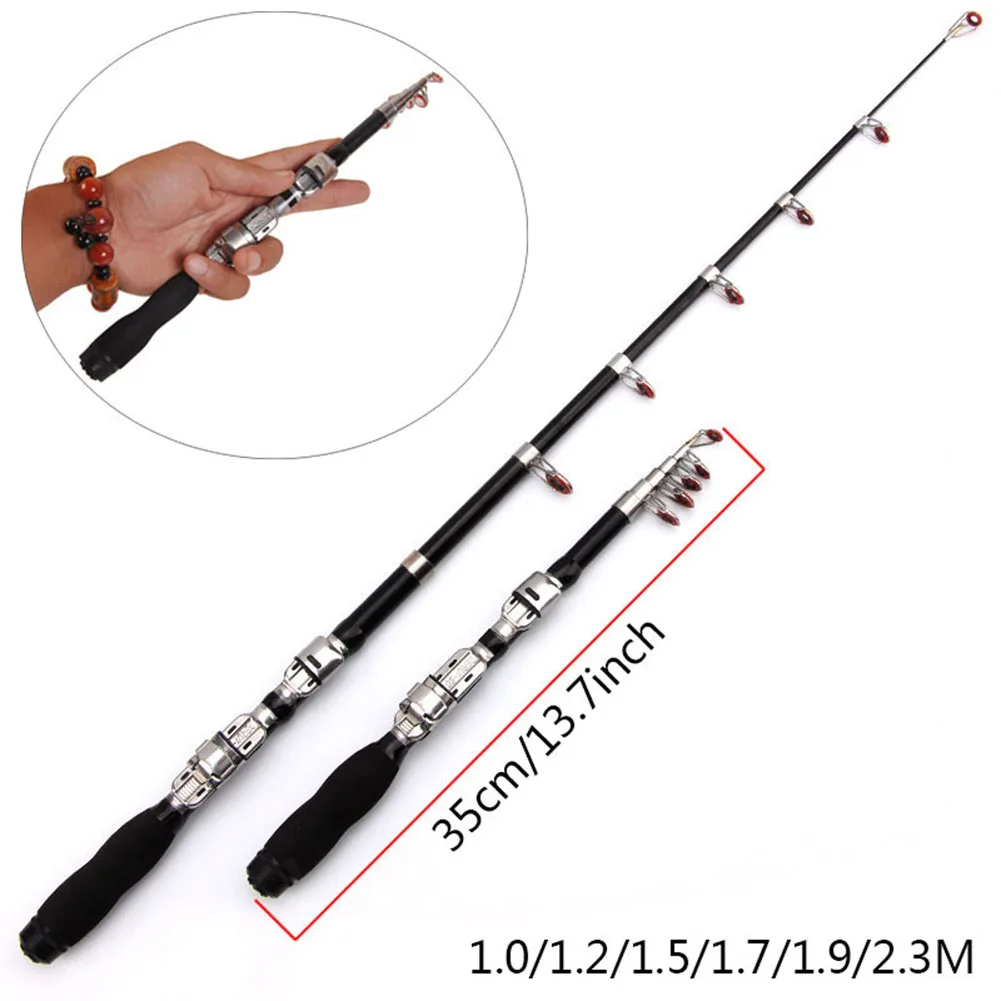 Equipamento de Pesca do Mar Vara de Pesca Mão de Carbono Mini 1.0 M 2.3 m Telescópica Portátil Pesca Rod Spinning Peixe Pólo 9 Rod Spinning Peixe Equipamento De Pesca Do