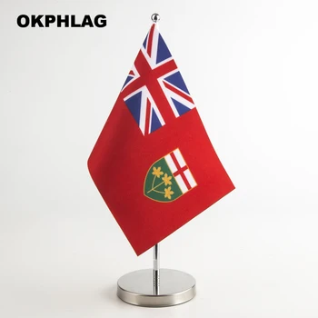 

ONTARIO table desk Flag with silver flagpole base country banners 14*21CM for Office House Party KS-0222