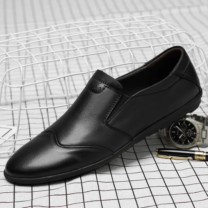 

Fashion Men genuine Leather Casual Shoes outdoor Moccasins Slip on Gradient Men's Flats Loafers Male Dress Shoes Barber Shoes l4