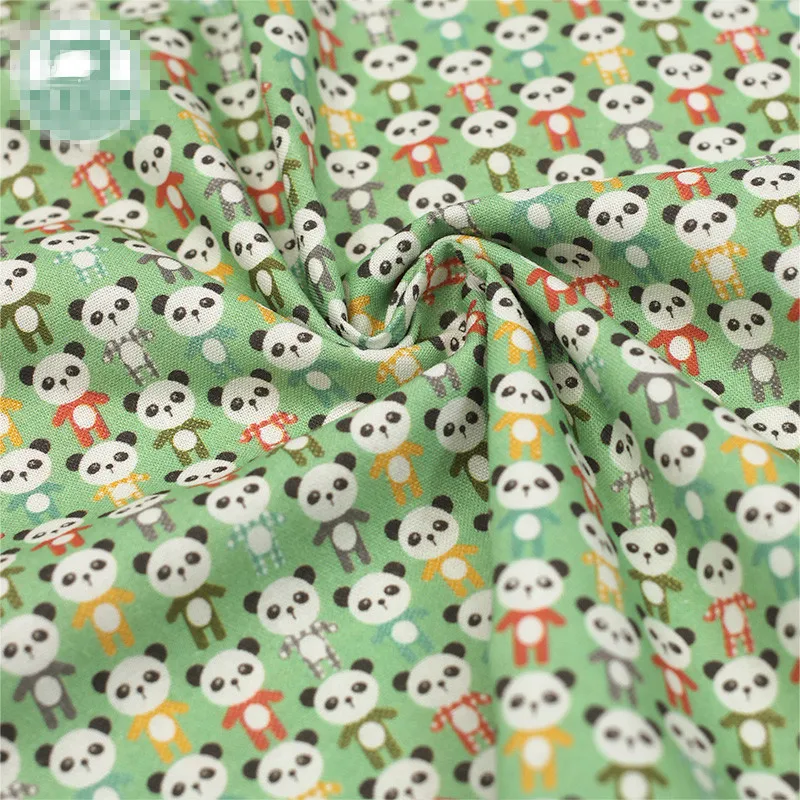 Оригинальный дизайн Kawaii Giant Panda хлопковая ткань зеленого цвета по двору/(ширина: 43
