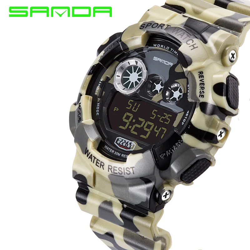 Новинка года бренд SANDA модные часы ударопрочный для мужчин Роскошные ЖК цифровой G стиль спортивный камуфляж подарок Relogio Masculino