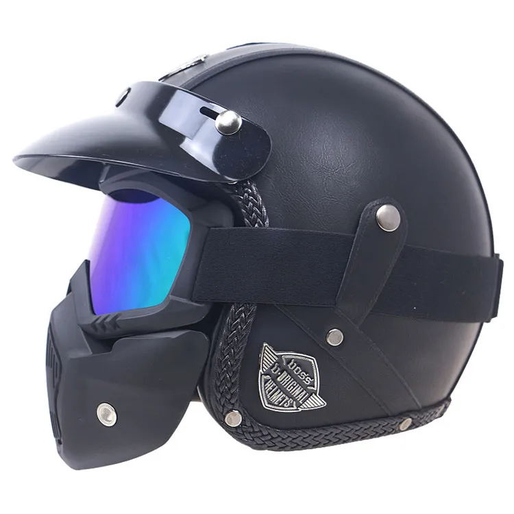 Кафер гонщик Дизайн мотоциклетный шлем 3/4 реактивный шлем с маской открытое лицо мотоциклетный шлем для взрослых M, L, XL - Цвет: 6