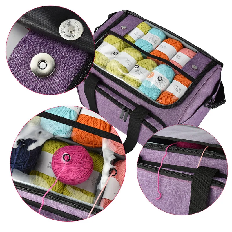 Looen Big Capacity DIY Knitting Bag Yarn Storage Bag For Thread Wool Crochet Hook Sewing Kit Organizer Bag For WomenTravel Gift
