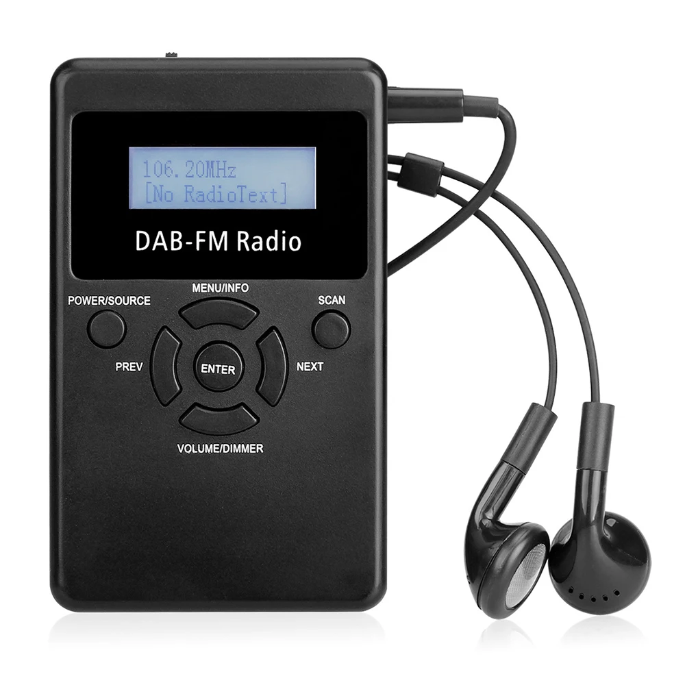 

Portable Digital DAB FM RDS Radio Pocket Digital DAB Stereo Lossless Receiver with Earphone Lanyard 1.2" Display Screen