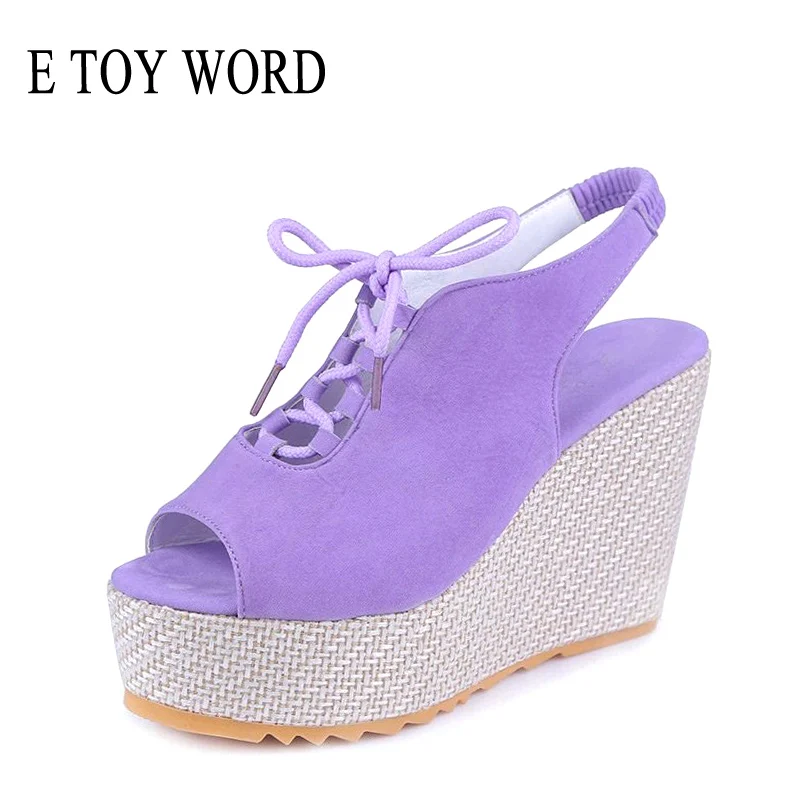 

E TOY WORD sandals women 2019 Rome Shoes Lace-Up Women Fashion Wedge gladiator sandals summer women High Heel Sandals