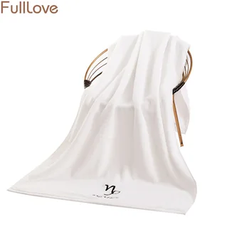 

70*140cm White Hotel Towel Letters Embroidered Towels Bathroom 500g Cotton Bath Towels for Adults Soft Absorbent Beach Towel