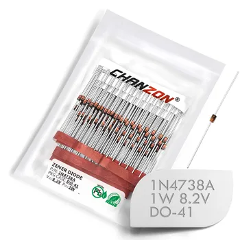

(100 Pcs) 1N4738A 1N4738 Power Zener Diode 1W 8.2V DO-41 (DO-204AL) Axial 1 Watt 8.2 Volt 8V2 IN 1N 4738A IN4738A