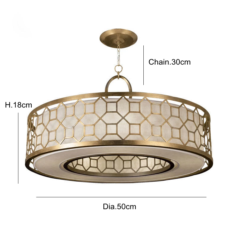 Европейский Lustre Современный Люстра светильник из ткани черного золота подвесной