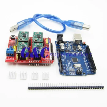 

For arduino For UNO R3 Board + CNC Shield V3 + 4PCS A4988 + 4PCS Heatsink