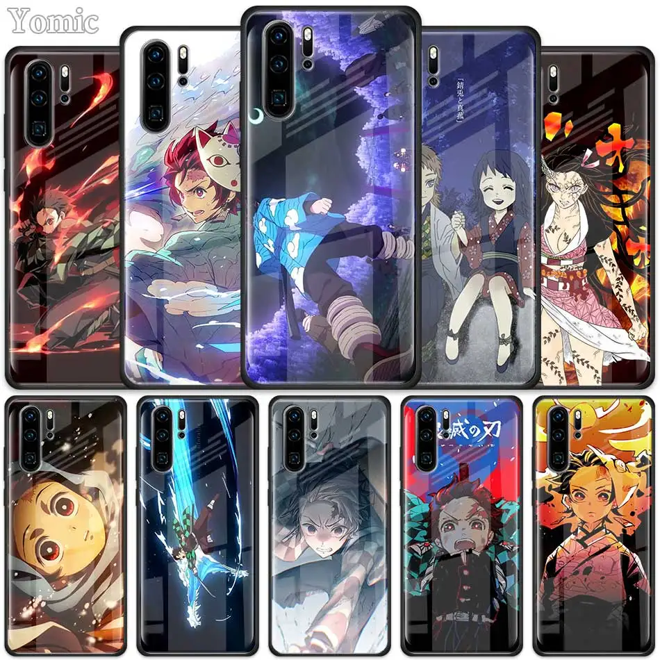 

Anime Demon Slayer Kimetsu no Yaiba Tempered Glass Case for Huawei P30 Pro P10 P20 P30 Lite Mate 10 20 Pro Honor 20 Pro 8X Cover