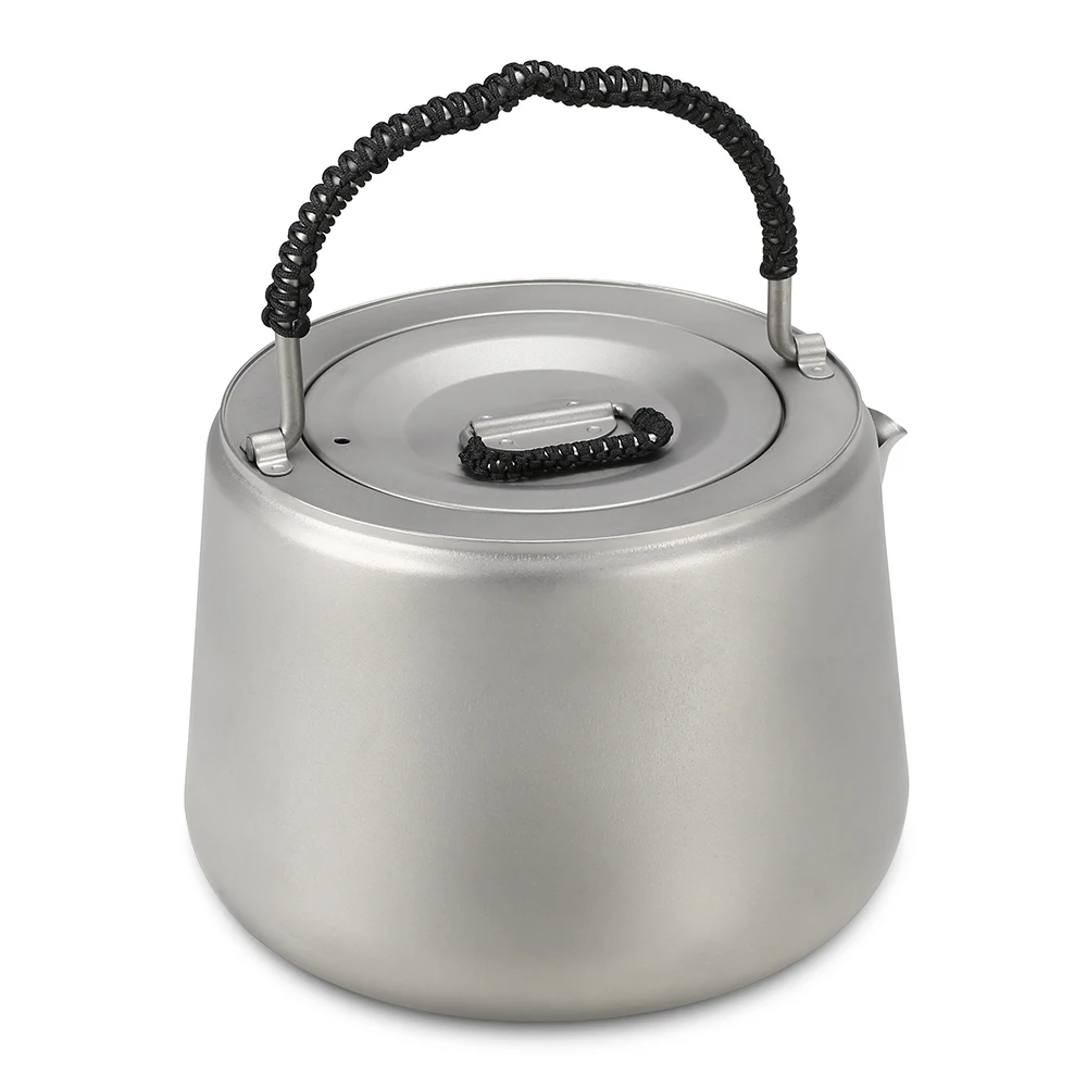 Lixada 1.4L Titanium Tea Pot Ultralight Outdoor Camping Hiking Water Kettle Coffee Pot Teapot Kettle Pot Outdoor Kettle