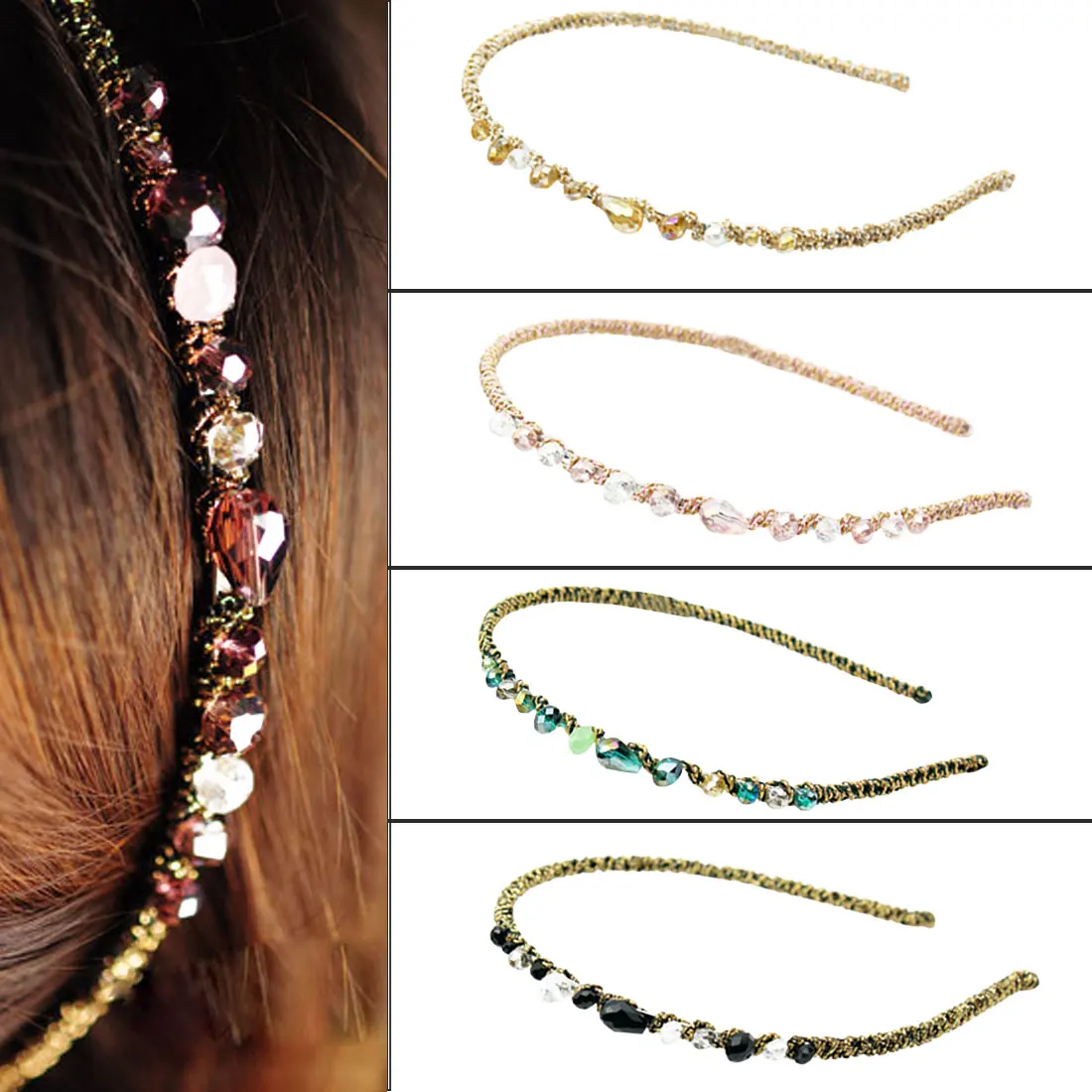 

2018 Charming Hairpins Fashion Bling Bling Shiny Crystal Gold Wire Headband for Women Beautiful Hair Clip