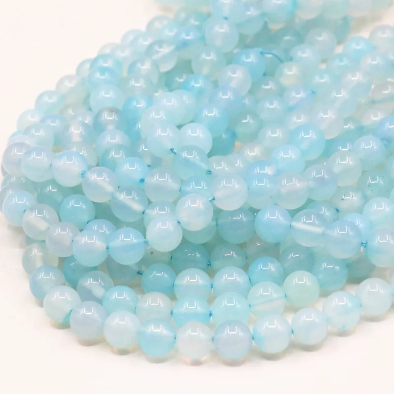 Blue Round Natural Stone Agates Loose Beads For Jewelry Making 6 8 10 12mm Onyx Stones Carnelian DIY Craft Accessory 15inch A22 | Украшения
