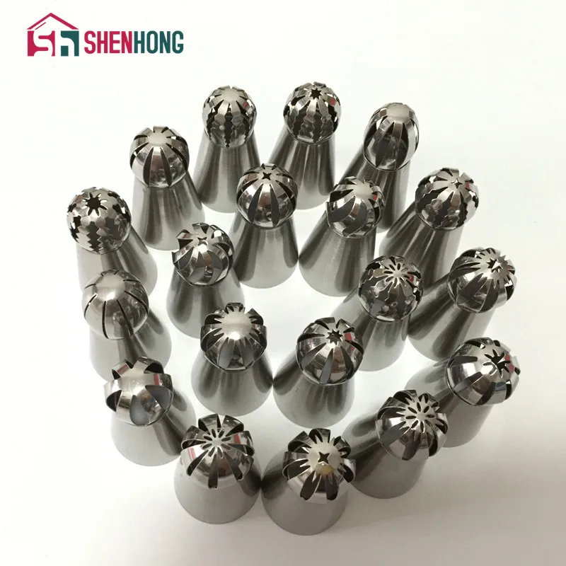 

19PC / Set Russian Stainless Steel Icing Piping Nozzles Sphere Ball Shape Pastry Tips Cake Decorating Decoration Baking Tool