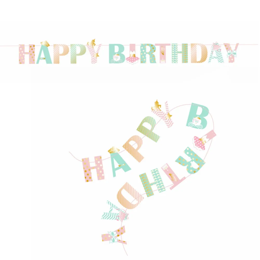 

Princess Happy Birthday Banner Striped Polka Dots Birthday Banner Baby Girl Birthday Party 1st Birthday Baby Shower Supplies