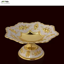 New Elegant Shiny Gold Fruit Dish Flower Dessert Plate Dishes Luxury Europen Plates For Wedding Or Party Putting Fruit 03801(China)