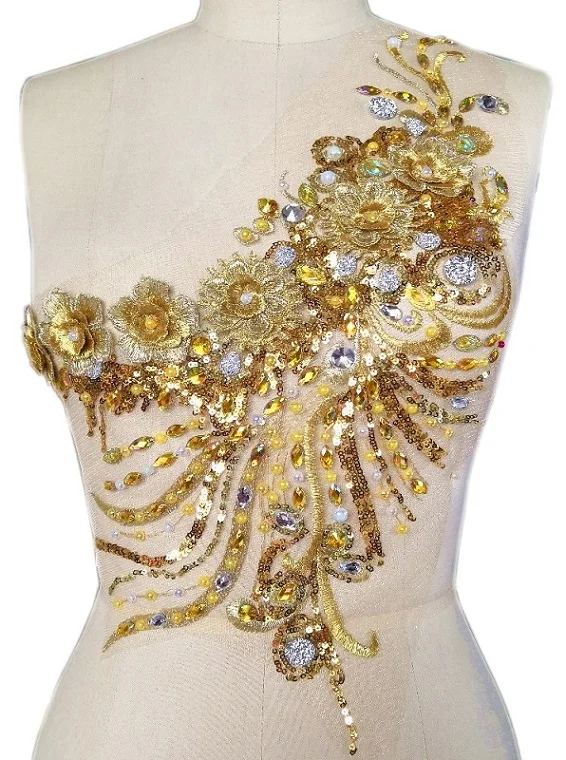 37x44 см 3D ремесла свадебные стразы аппликация Кристалл нашивки кружево Дизайн камни бисером блёстки Вышивание для Diy платье костюмы
