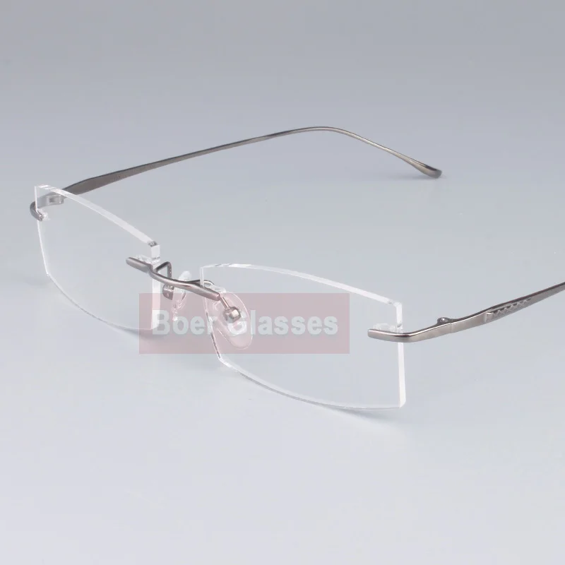 

Brand Pure Titanium Eyeglasses Rimless Optical Frame Prescription Men Spectacle Reading Myopia Eye Glasses #9069(52-17-137)