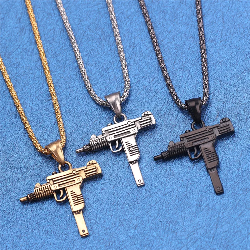 Ожерелье с подвеской в форме пистолета UZI Kolye для Мужчин Ювелирные изделия стиле