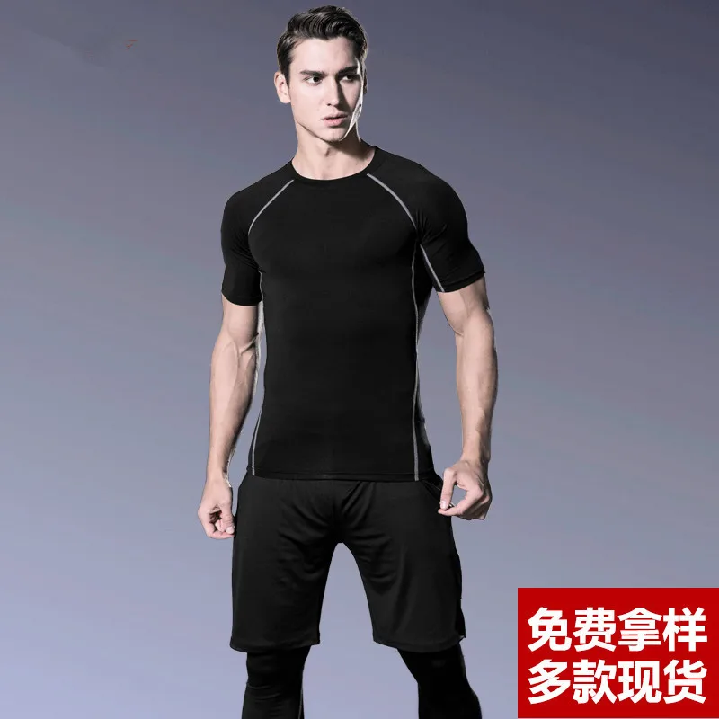 S4XL Mens Compression Set Running Tights Workout Fitness Training Tracksuit Shirts SportSuit Rashgard Kit MMA Running Gym Shirt (5)
