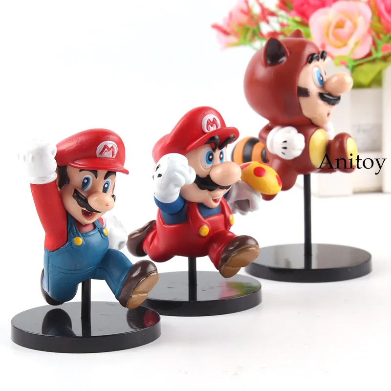 New Super Mario Bros Wii Mario Figure Toy PVC MEDICOM TOY Ultra Detail Figure Action Collection Model Toys for Boys 3pcs/set