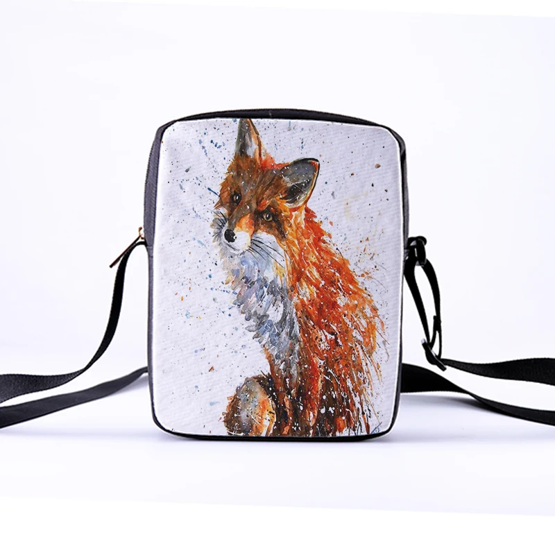 Подгонянная женская сумка-мессенджер, сумка на плечо, повседневная, с принтом милых животных, лисы, Детская сумка на плечо, сумка-мессенджер, разноцветный узор