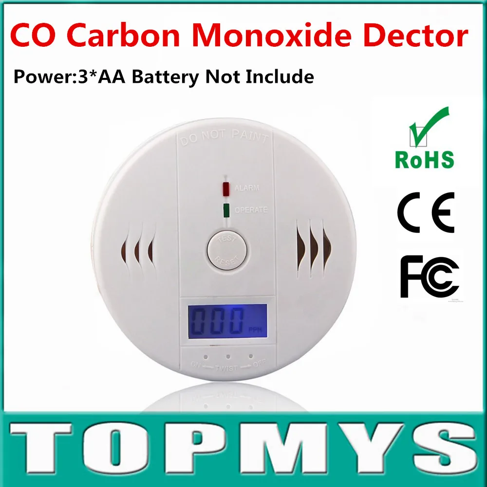 

Free Shipping 100pcs/lot New CO Detector with LCD Display Gas Poisoning Smoke sensor Warning CO Carbon Monoxide Alarm Sensor