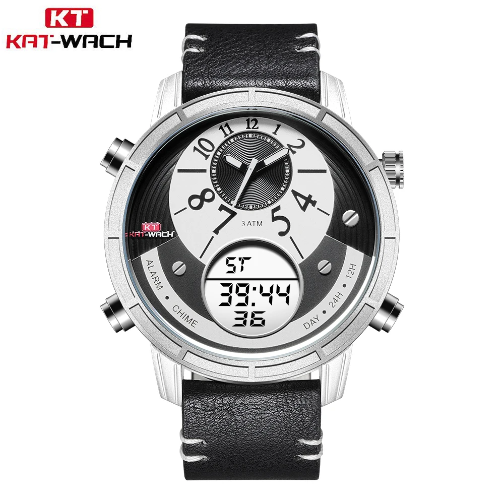 

2018 Dual Displa New Fashion Mens Watches Luxury Brand Business Quartz Watch Men Sport Waterproof Big Dial male digital watch
