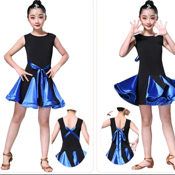 

Latin Dance Dress for Girl Competition Ballroom Latin Salsa Dress Kids Girl Rumba Samba Spandex Children Tango Skirt Costume