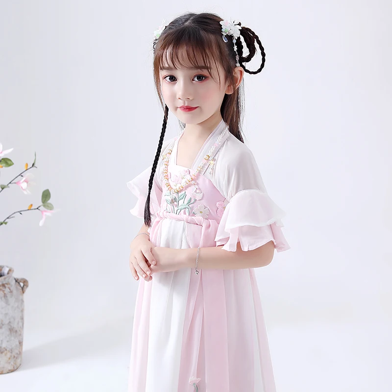 Hanfu/костюмы для девочек; Китайская древняя и традиционная одежда; детское платье для выступлений в народном китайском стиле; костюмы Hanfu; DQL565