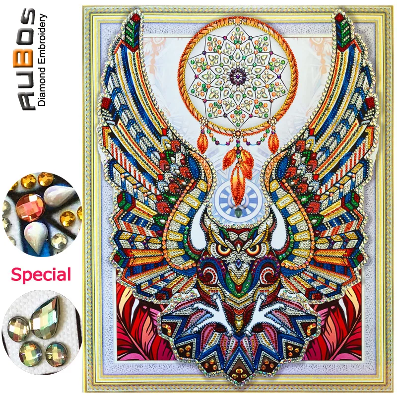 

RUBOS DIY 5D Diamond Embroidery Dreamcatcher Owl Diamond Painting Sale 3D Crystal Picture Rhinestone Pearl Partial Wall Sticker