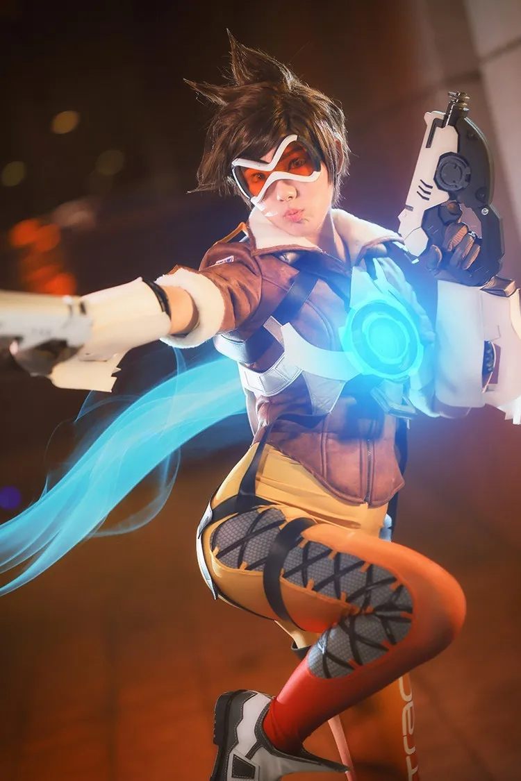 Игра Ow Tracer Lena Oxton костюм косплей желтый костюм униформа спандекс пальто комбинезон костюмы на Хэллоуин для женщин взрослых на заказ