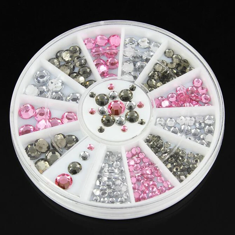 

Nail Art Decoration Mix Size 3D Tips Glitter Rhinestones Crystal Acrylic Flat Back Nails DIY Tools Manicure Wheel Gel UV Polish