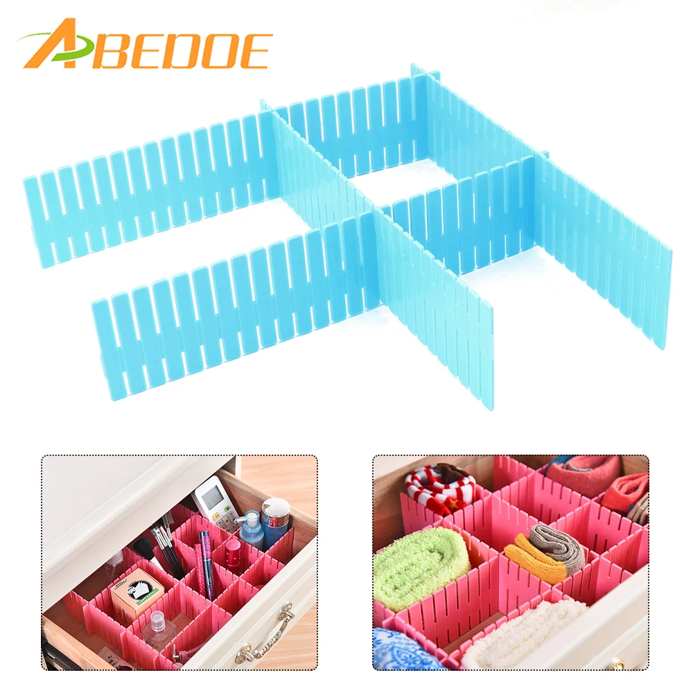 Buy 4pcs DIY Plastic Grid Drawer Divider Household