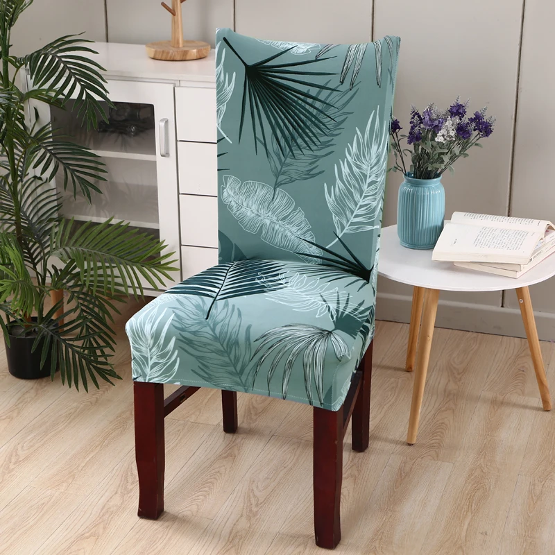 

4pc/6pc office chair covers stretch for dining room wedding chair cover seat slipcovers banquet elastic leaves printed