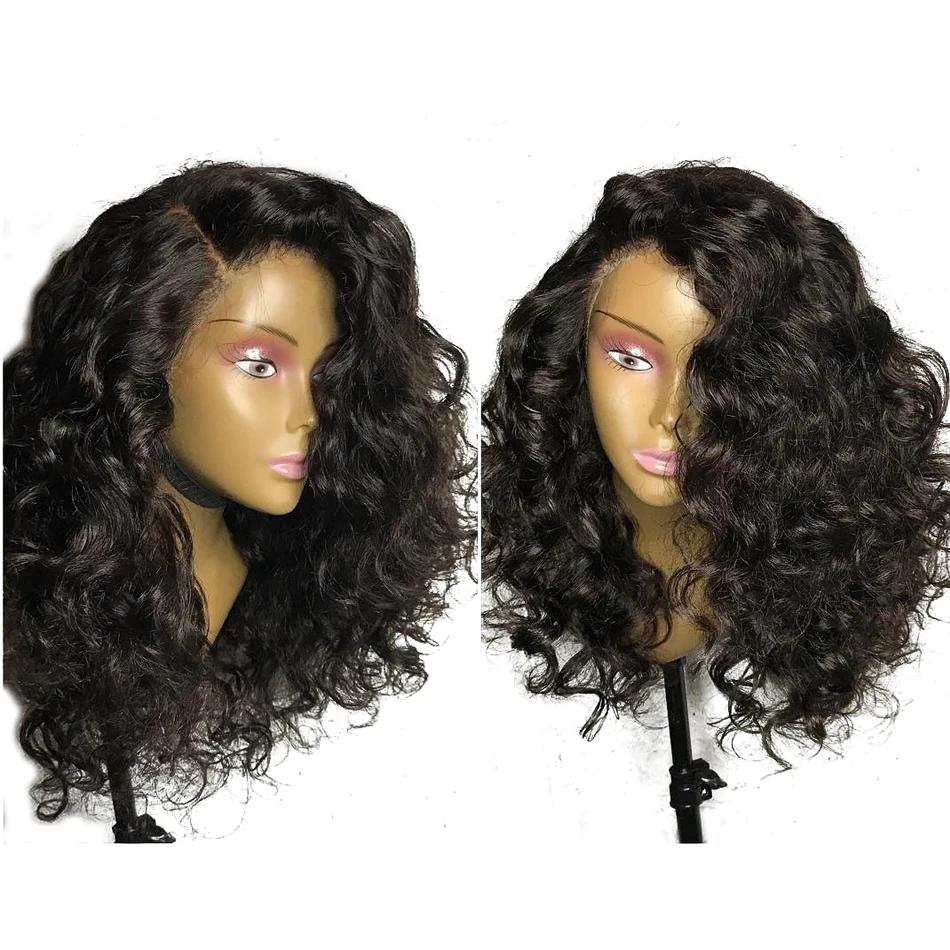 

13x6 Curly Lace Front Wigs Glueless 150% Brazilian Remy Human Hair With Baby Hair Pre Plucked Natural Black For Women Luffy