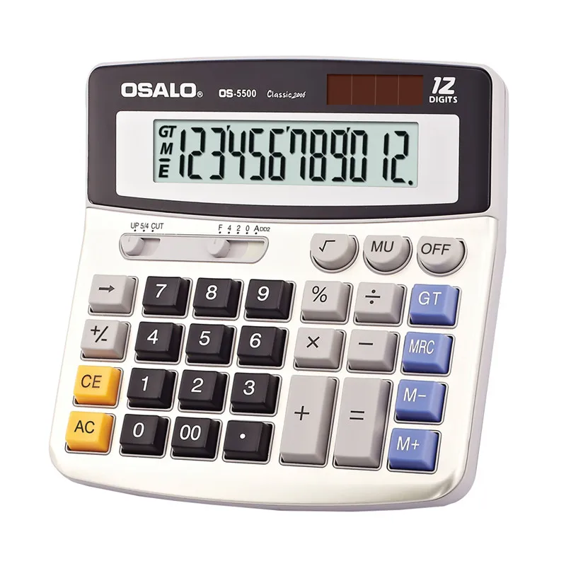 

solar dual power metal surface calculator Computer type high button desktop student office finacial OSALO Oslo 5500 calculator