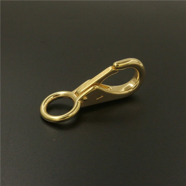 1 x Solid brass snap hook fixed eye trigger clasp for leather craft bag  strap belt