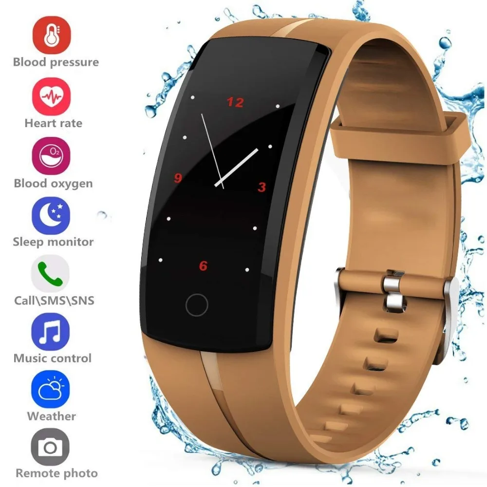 

Smart Bracelet Blood Pessure Heart Rate Monitor Fitness Tracker Smart Band QS100 Wristband for Android IOS Waterproof Smartwatch