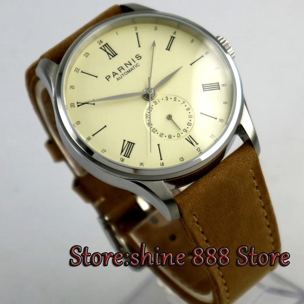 42 мм Parnis off white циферблат 24 часа ST1690 автоматический механизм мужские часы|watch men|watch