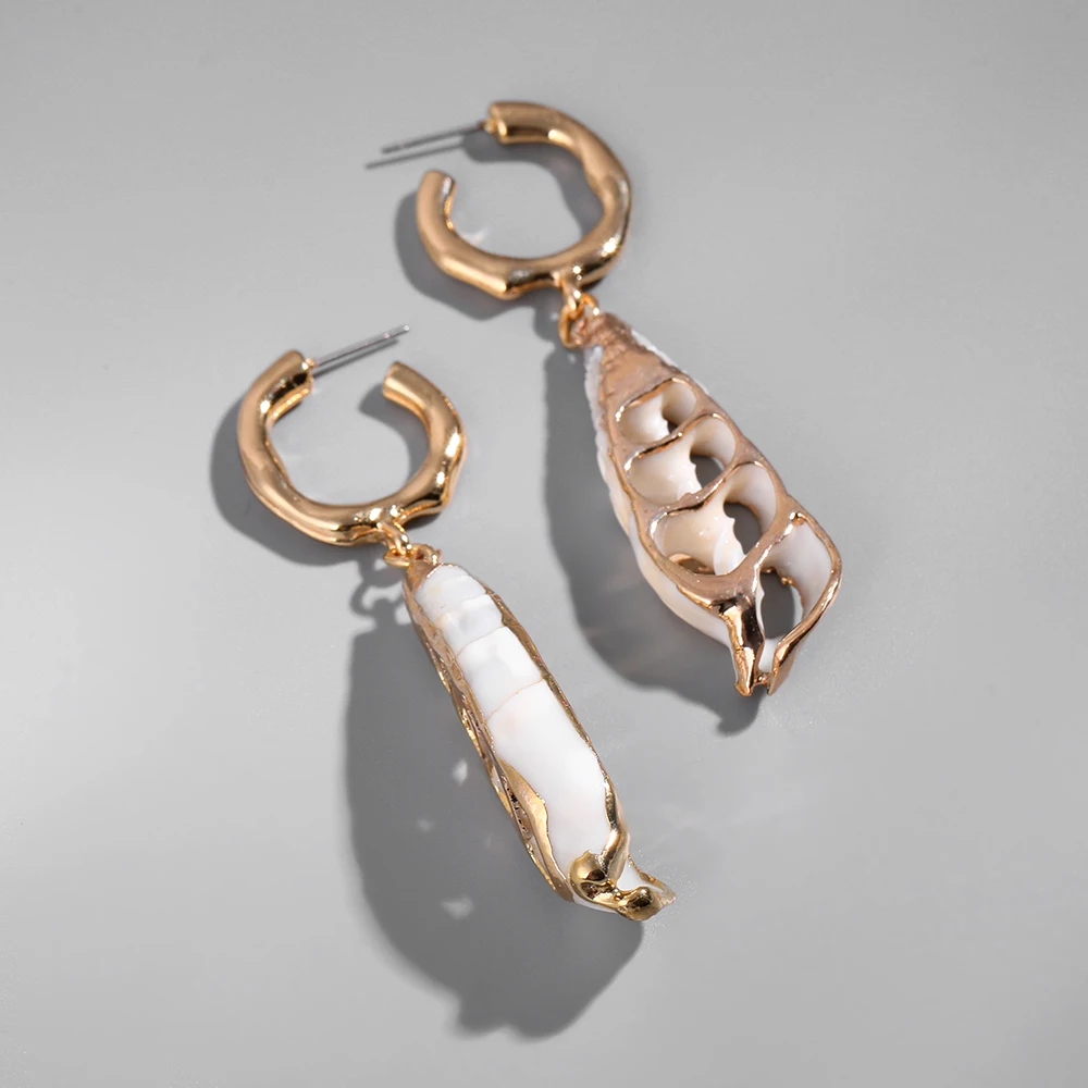 

Bohemian Jewelry Za Shell Dangle Earrings for Women Summer Special Gift for Wedding Party Conch Drop Statement Earring