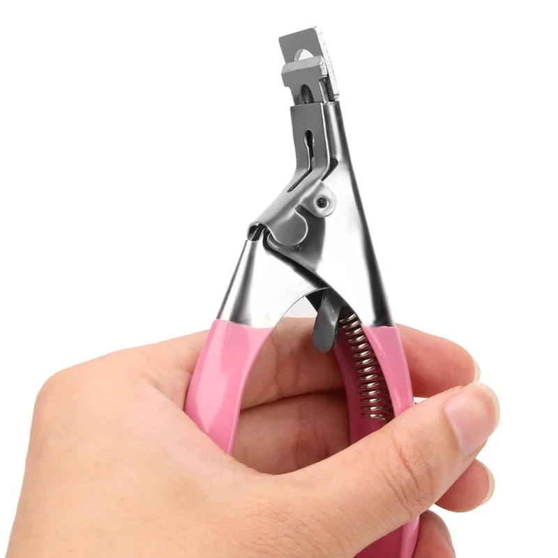 Professional stainless steel Pink Blue Or Red Manicure Tool Acrylic UV Gel False Nail Clipper Edge
