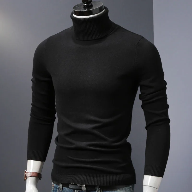 Мужской свитер, пуловер, свитера, модная повседневная водолазка, мужская теплая одежда на зиму, весну, осень, топы, мужская одежда - Цвет: black
