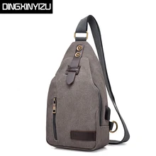 Dingxinyizu Винтаж USB зарядка холст груди Сумки Для мужчин сумка дорожная сумка одного плеча человек груди пакет мужской Сумки через плечо