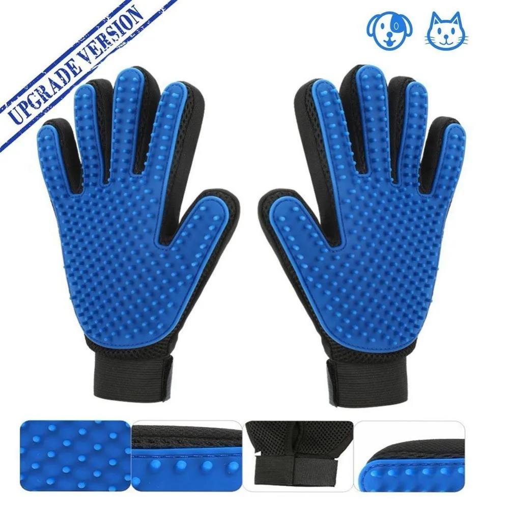 2019 Cat Grooming Deshedding Brush Glove Touch Pet Dog Gentle Efficient Back Massage Fur Washing Bathing Comb HD026