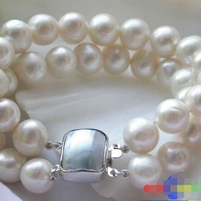 P2330 AA+ 2ROW 12 мм круглый белый браслет пресноводного жемчуга благородный стиль Природный тонкой jewe Быстрая