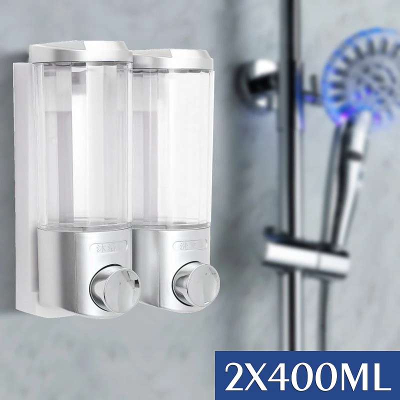 SBLE 2x400ml Wall Mounted Double Soap Dispensers Home Bathroom Hotel