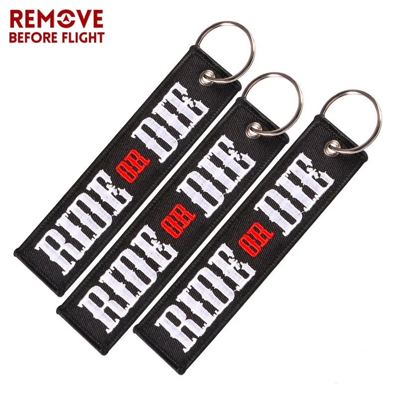 

3 PCS RIDE OR DIE Embroidery Letter Car Keychains for Motors Key Chain Bijoux Gifts Porte Clef Customized Key Ring Key Chains