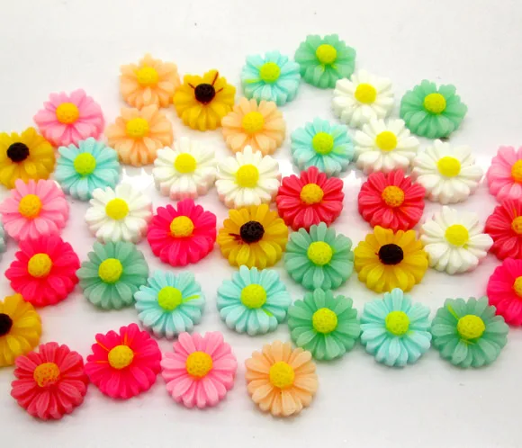 

50Pcs Mixed Resin Flower Beads Decoration Crafts Flatback Cabochon Scrapbooking Fit Phone Embellishments Diy Accessories